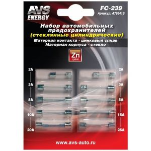 Предохранители «AVS » «стеклянные цилиндрические» (10 шт., 2-25А), A78641S
