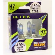 Лампа галогенная H7 12V 55W «Маяк» White Vision УЛЬТРА NEW (+150%) (2 шт.), 82720WV+150