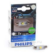 Лампа подсветки светодиодная C5W 12V 6000K «PHILIPS» (FEST 10,5X43 LED), 129466000KX1