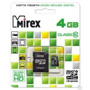 Карта памяти micro SD (4 GB) «MIREX» class 10, 4GB