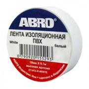 Изолента 19 мм*9 м «ABRO» (белая), ET-912-WH